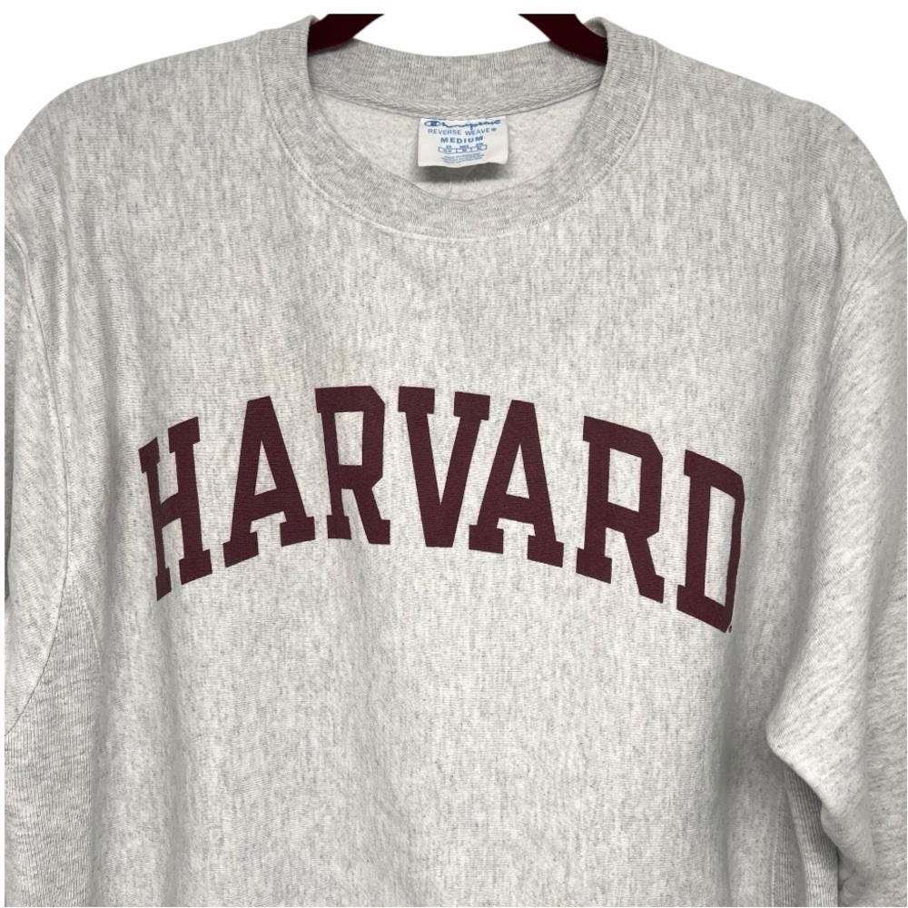Champion Reverse Weave HARVARD Gray Heathered Crew Neck Sweatshirt Men’s Medium - Picture 6 of 10